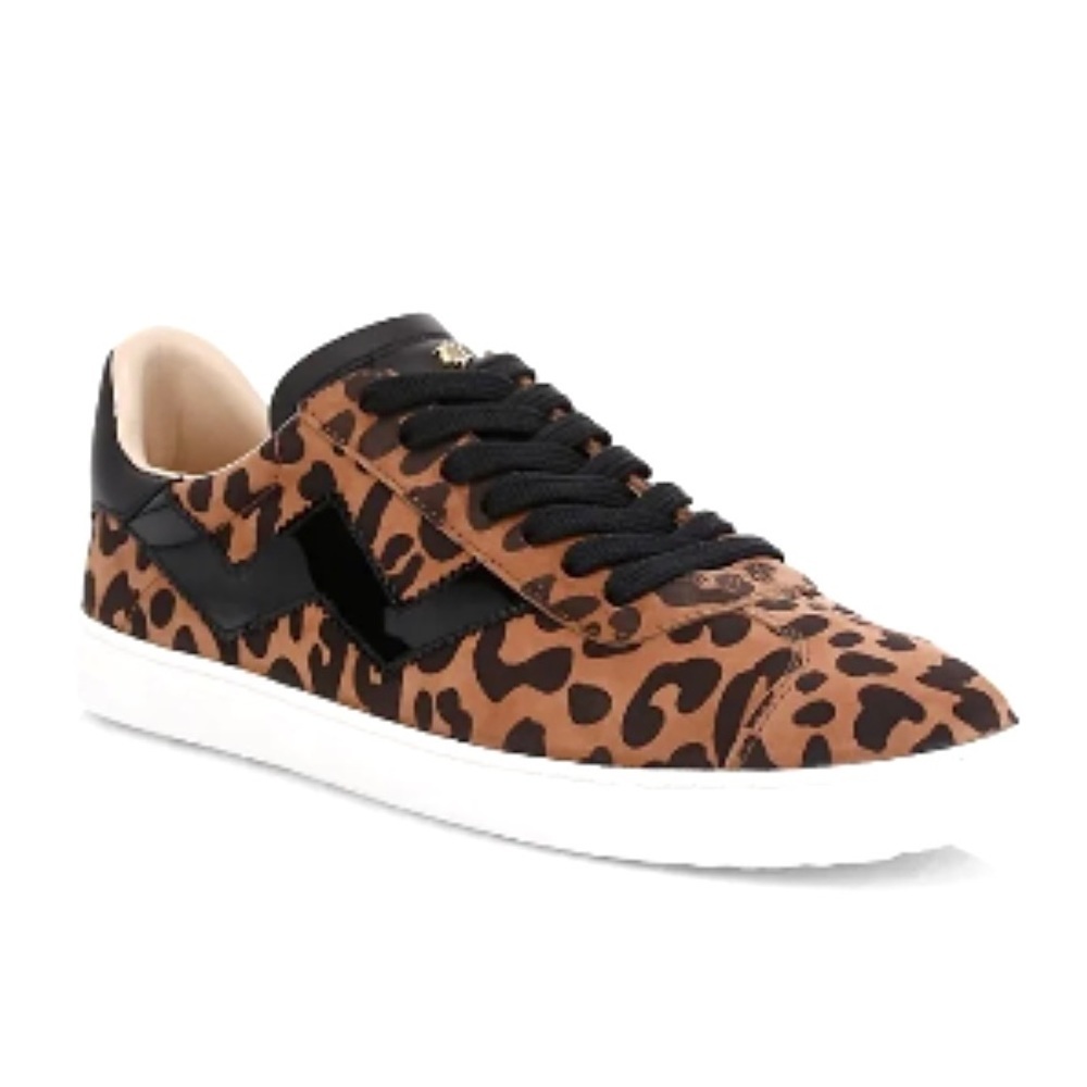 Stuart Weitzman Daryl Leopard Print Sneakers Suede Upper Rubber Sole size 5.5-6